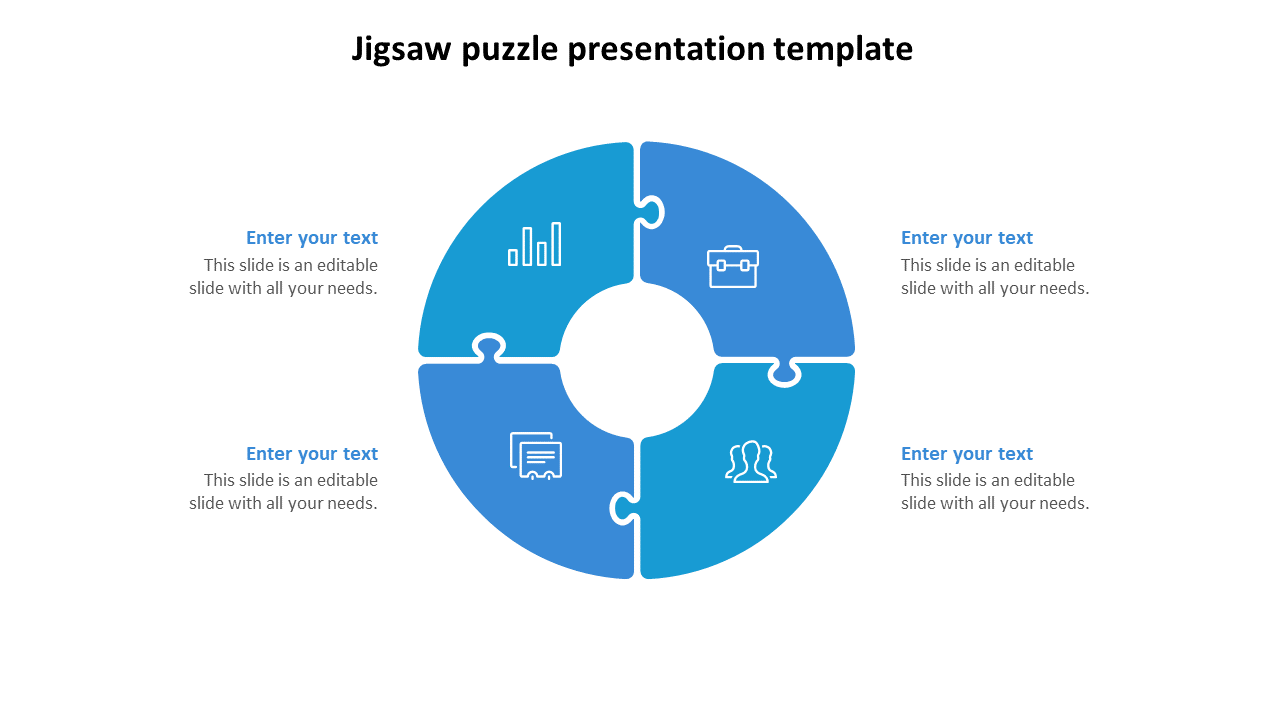 jigsaw puzzle presentation template-4-blue